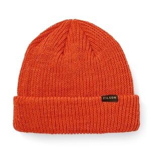 Filson Watch Cap Beanie - Flame (orange) - Made in USA - 100% virgin wool - New